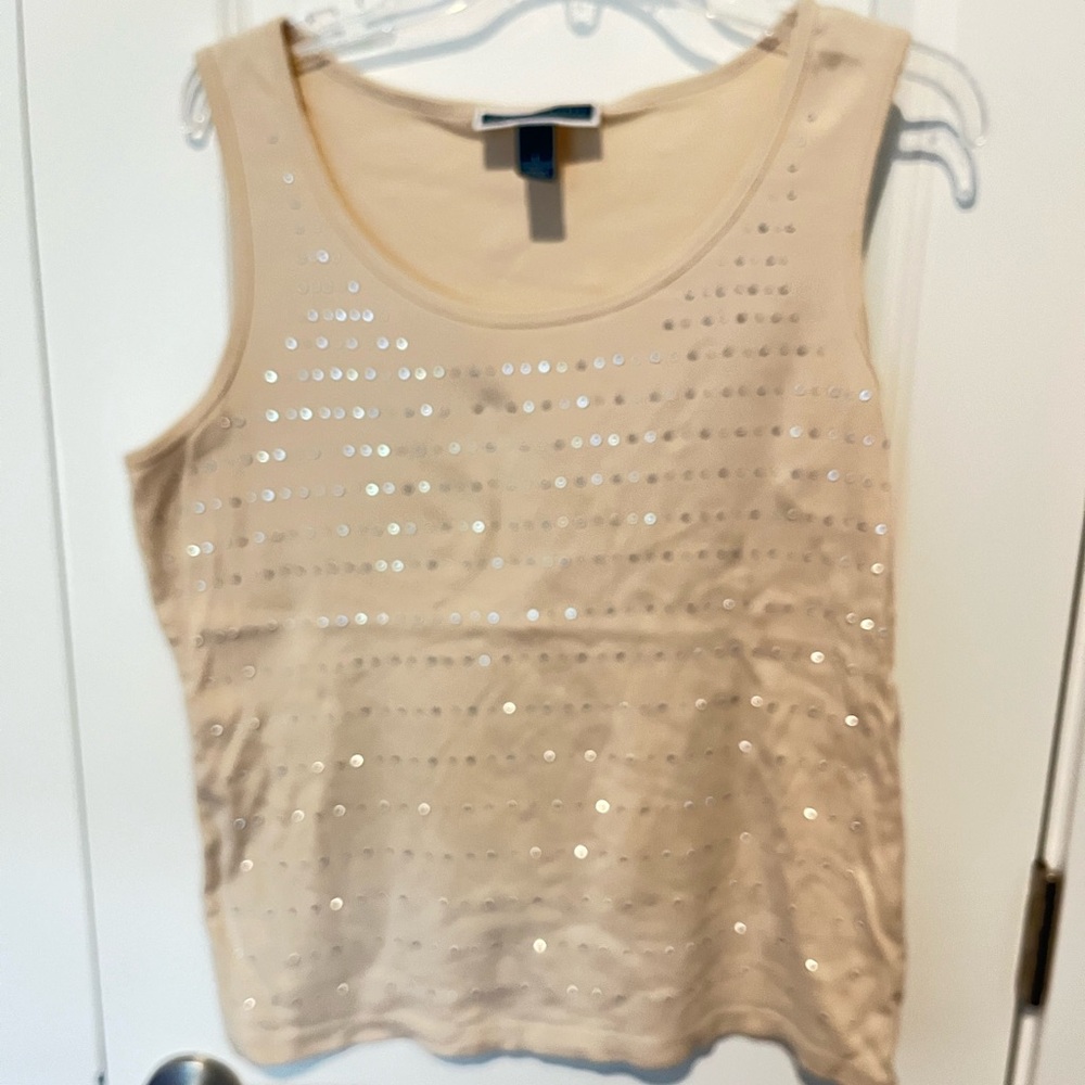 Scott Beige Sequin Tank Top